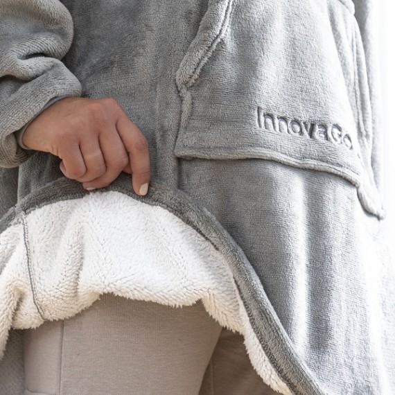Hoodie Oversized com Mangas Unissexo Cinza - 3