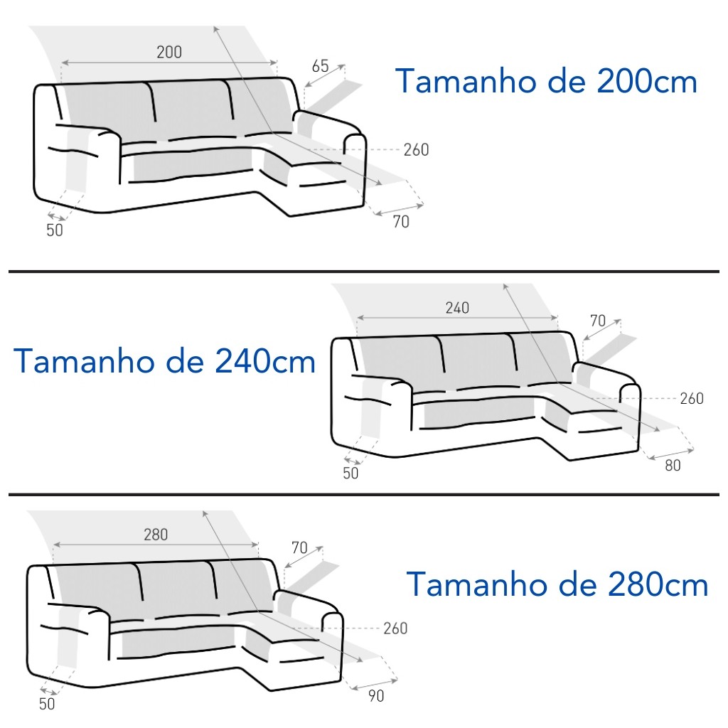 Funda sofá Chaise Longue reversible BELMARTI. 200, 240, 280cm