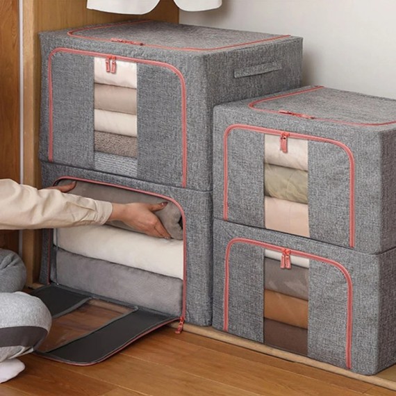 Caixa organizadora dobrável e empilhável